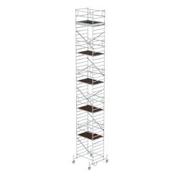 Munk Rollgerüst 1,35 x 1,80 m mit Fahrbalken & Doppel-Plattform Plattformhöhe 11,45 m