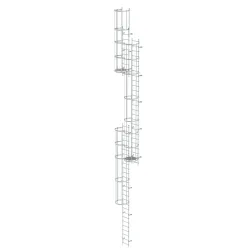 Munk Mehrzügige Steigleiter mit Rückenschutz (Notleiter) Aluminium blank 14,36m