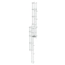Munk Mehrzügige Steigleiter mit Rückenschutz (Notleiter) Aluminium blank 12,12m