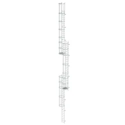Munk Mehrzügige Steigleiter mit Rückenschutz (Notleiter) Aluminium blank 18,00m