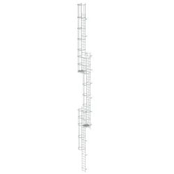 Munk Mehrzügige Steigleiter mit Rückenschutz (Notleiter) Aluminium blank 18,84m