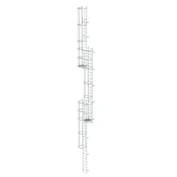 Munk Mehrzügige Steigleiter mit Rückenschutz (Notleiter) Aluminium blank 16,32m