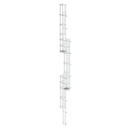 Munk Mehrzügige Steigleiter mit Rückenschutz (Notleiter) Aluminium blank 17,16m