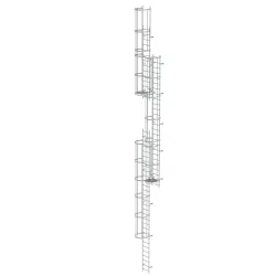 Munk Mehrzügige Steigleiter mit Rückenschutz (Maschinen) Aluminium blank 15,20m