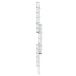 Munk Mehrzügige Steigleiter mit Rückenschutz (Maschinen) Aluminium blank 18,00m