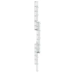 Munk Mehrzügige Steigleiter mit Rückenschutz (Maschinen) Aluminium blank 18,84m