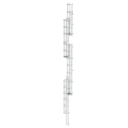 Munk Mehrzügige Steigleiter mit Rückenschutz (Maschinen) Aluminium blank 19,96m