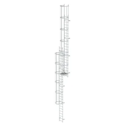 Munk Mehrzügige Steigleiter mit Rückenschutz (Maschinen) Aluminium blank 12,96m