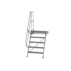Munk Treppe mit Plattform 60° Stufenbreite 800 mm 5 Stufen Aluminium geriffelt