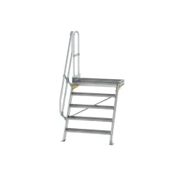 Munk Treppe mit Plattform 60° Stufenbreite 1000 mm 5 Stufen Aluminium geriffelt