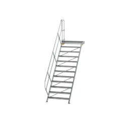 Munk Treppe mit Plattform 45° Stufenbreite 1000 mm 12 Stufen Aluminium geriffelt