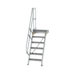 Munk Treppe mit Plattform 60° Stufenbreite 600 mm 6 Stufen Aluminium geriffelt