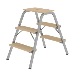 Stahlrohr-Tritt mit Holzstufen ohne Rollen 3 Stufen inkl. Plattform. MUNK GmbH 15606049