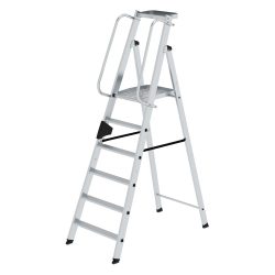 Alu-Stehleiter mit großer Plattform, Handlauf beidseitig, 6 Stufen inkl. Plattform MUNK