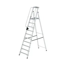 Alu-Stehleiter mit großer Plattform, Handlauf beidseitig, 10 Stufen inkl. Plattform MUNK