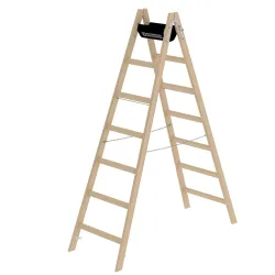 Munk Sprossen-Stehleiter Holz 2x7 Sprossen