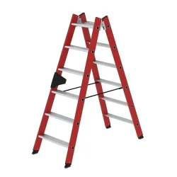 Kunststoffleiter, mit geriffelten Aluminium-Stufen, 2 x 6 Stufen MUNK