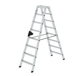 Munk Aluminium-Stufen-Stehleiter, Rechteckrohr-Holme, konische Holmführung, nivello® Leiterschuhe, ergo-pad® Griffzone, bis 150 kg, 16 Stufen
