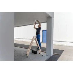 MUNK Günzburger Steigtechnik 033812 Holz Stufen-Stehleiter 11 kg