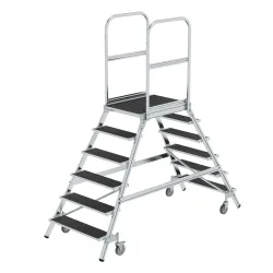 Munk Podesttreppe beids. begehbar mit Federrolle Korundbeschichtung R13 6 Stufen