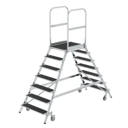 Munk Podesttreppe beids. begehbar mit Federrolle Korundbeschichtung R13 7 Stufen