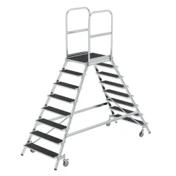 Munk Podesttreppe beids. begehbar mit Federrolle Korundbeschichtung R13 8 Stufen