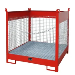 Bauer® Auffangwanne aus Stahl, stapelbare Fass-Palette FSP-4 D, lackiert, Feuerrot
