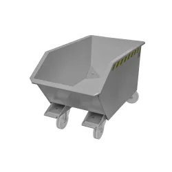 Bauer Kippbehälter GU-E 300, mit Siebblech & Ablasshahn, öl-/wasserdicht, staplertauglich, B 680 x T 1440 x H 580 mm, mausgrau RAL 7005