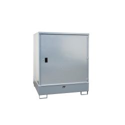 Gefahrstoffschrank BAUER GS-3, Stahlblech, unterfahrbar, für 4 x 200 l Fässer, B 1475 x T 1460 x  H 1805 mm, grau