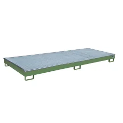 Bauer Regalwanne RW-GR 3300-1 PE, mit Gitterrost und PE-Einsatz, B 3262 x T 1312 x H 195 mm, bis 240 l, Stahl lackiert, resedagrün