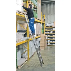 KRAUSE® STABILO Stufen-Regalleiter mit Haken für Rundrohr, Standhöhe 2,10 m