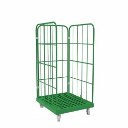 Rollbehälter Classic, 3-seitig, grobmaschig, pulverbeschichtet, Kunststoff-Rollplatte, HxBxT 1.550 x 724 x 815 mm, verkehrsgrün