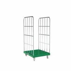 Rollbehälter Classic, 2-seitig, grobmaschig, blau verzinkt Kunststoff-Rollplatte, HxBxT 1.550 x 724 x 815 mm, verkehrsgrün