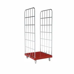 Rollbehälter Classic, 2-seitig, galvanisch verzinkt, Kunststoff-Rollplatte, HxBxT 1.850 x 724 x 815 mm, feuerrot