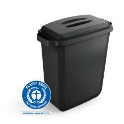 Abfallbehälter Durable Durabin Eco, 60 L, mit Deckel, 2 Tragegriffe, B 590 x T 282 x H 600 mm, recycelter Kunststoff in Qualität Blauer Engel, schwarz