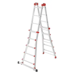 Hailo M80 7520007 Aluminium Multifunktionsleiter Arbeitshöhe (max.): 5.70 m Silber, Rot 15.2 kg