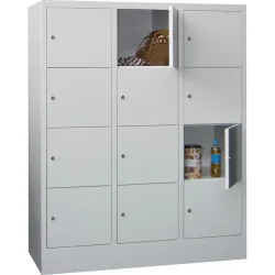 PAVOY Schliessfachschrank mit Zylinderschloss, 3 x 4 Fächer, HxBxT 1.518 x 1.200 x 500 mm, rubinrot, lichtgrau