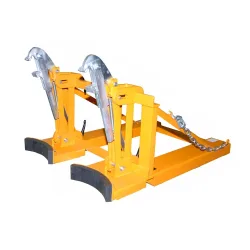 Bauer® Fassgreifer, Kunststoff-Deckelfässer, Stapleranbau, Tragkraft1.600 kg, RAL 2000 gelborange