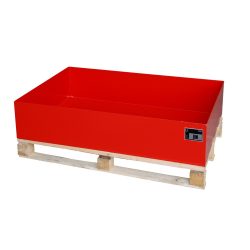 Bauer® Auffangwanne aus Stahl, Aufsatz für Euro- oder Chemiepaletten, HxBxT 260 x 1.200 x 800 mm, ohne Gitterrost, feuerrot