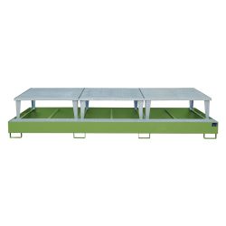 Bauer® Auffangwanne aus Stahl für 3x KTC/IBC, inkl. Abfüllaufsatz, resedagrün