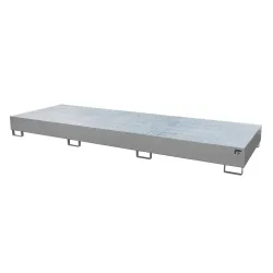 Auffangwanne AW 1000-3, für 3 IBC-Container à 1000 l oder 10 Fässer à 200 l, L 3850 x B 1300 x H 340 mm, unterfahrbar, mausgrau