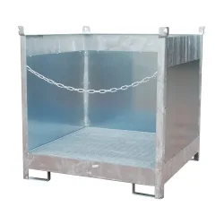 Bauer® Lager-/Transportpalette auf Auffangwanne, HxBxT 1.435 x 1.410 x 1.410 mm, geschlossen, feuerverzinkt