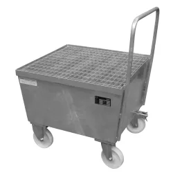 Bauer® Auffangwanne aus Stahl, verfahrbar, 1x 200 l stehend, Auffangvolumen 215 l, feuerverzinkt