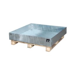 Bauer® Auffangwanne aus Stahl, Aufsatz für Euro- oder Chemiepaletten, HxBxT 185 x 1.200 x 1.200 mm, ohne Gitterrost, feuerverzinkt