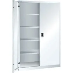 LISTA Flügeltürschrank mit 4 verzinkten Böden, HxBxT 1.950 x 1.250 x 580 mm, reinweiss, reinweiss