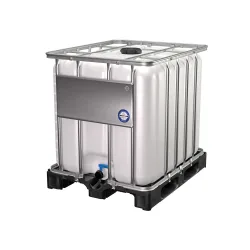 IBC-Container, auf Kunststoffpalette, mit verzinktem Stahlrohrrahmen, 1000 Liter, Standard