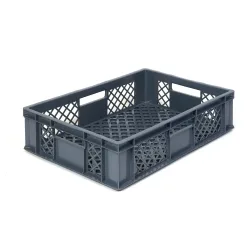 Alpha Eurobox aus PE, Bäckerkiste mit durchbrochenen Wänden, HxBxT 150 x 400 x 600 mm, grau