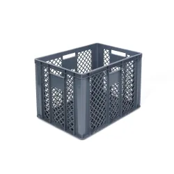 Alpha Eurobox aus PE, Bäckerkiste mit durchbrochenen Wänden, HxBxT 410 x 400 x 600 mm, grau