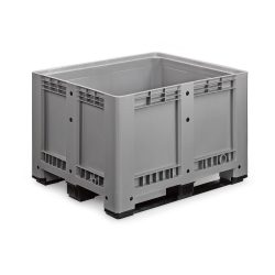 Palettenbox L, grau, 1200x1000x780 mm, geschlossen, mit 3 Kufen