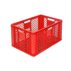Alpha Eurobox aus PE, Bäckerkiste mit durchbrochenen Wänden, HxBxT 320 x 400 x 600 mm, rot